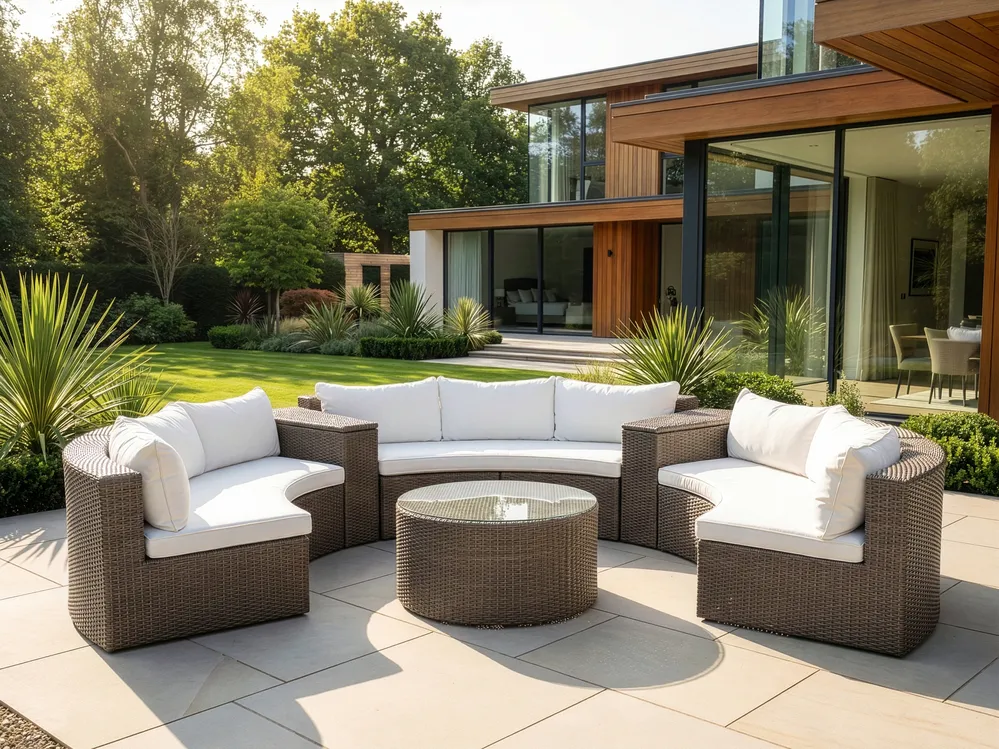 Garden Lounge Set with Table 9 Seater SEVERO PE Rattan Brown