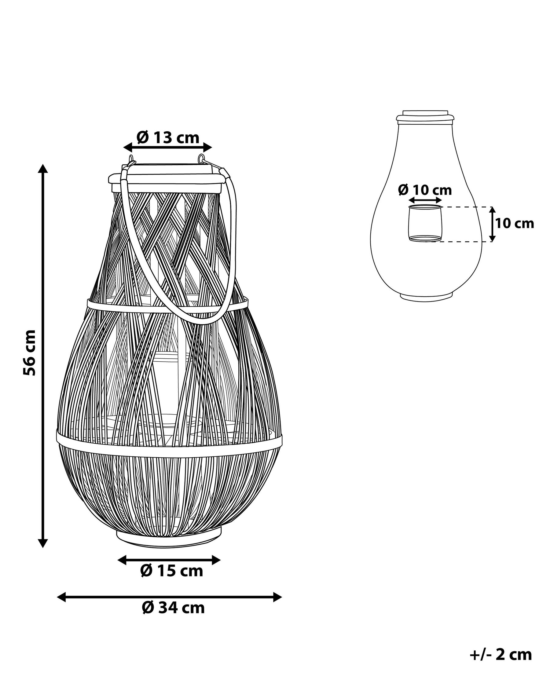 Lantern TONGA 56 cm Bamboo White_734898