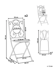 Set of 2 Garden Chairs CAMPRENA Metal Black_919847