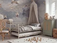 Daybed Metal LOUANNEC 90 x 200 cm (EU Single) Extendable Beige_1118315