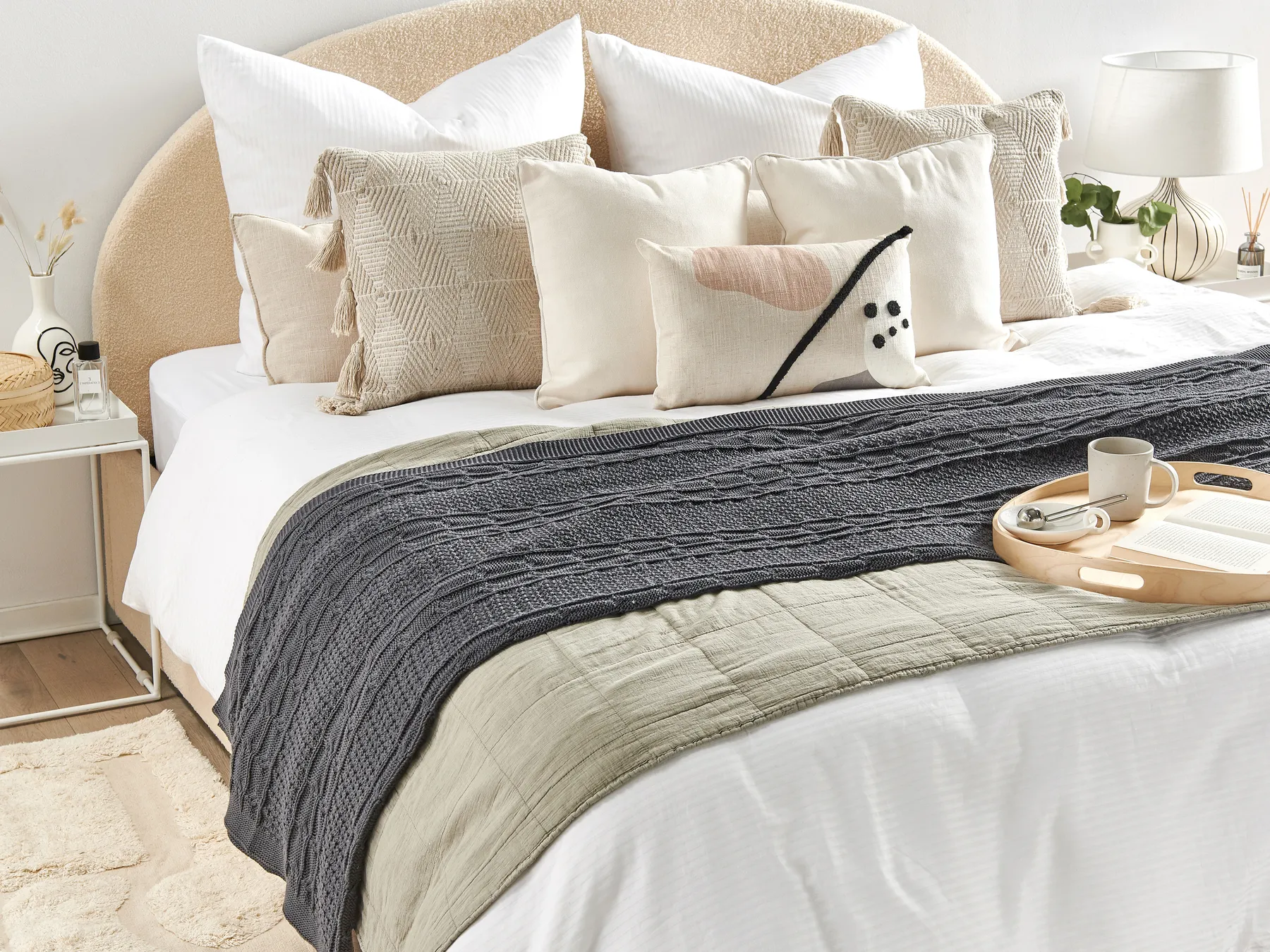 Blanket FETHIYE Cotton 140 x 170 cm Dark Grey_753147