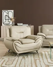 Armchair LEIRA Faux Leather Beige_1058684