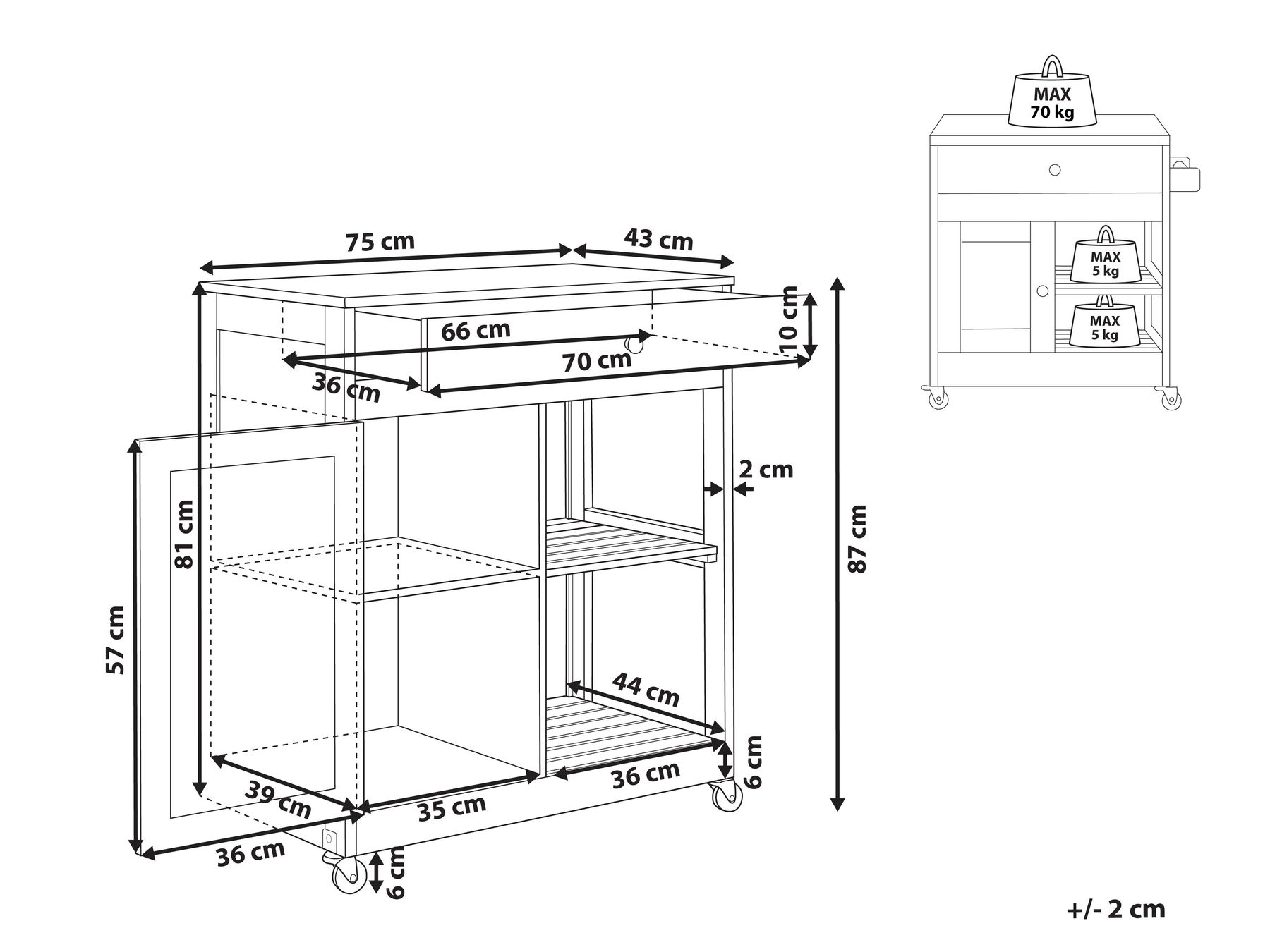Kitchen Trolley TRAPANI White_797894
