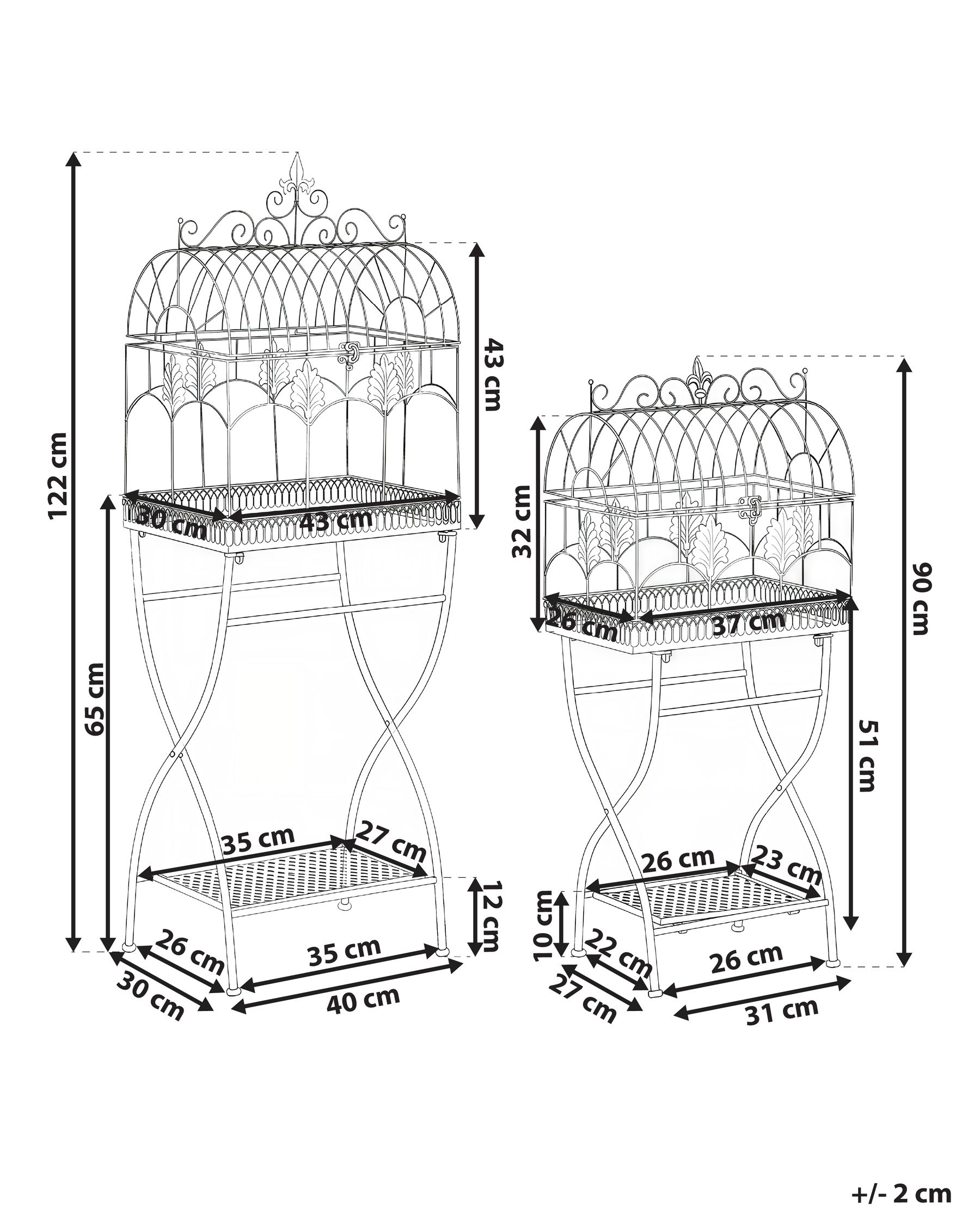 Set of 2 Shelving Units SICILY 43/37 cm 122/90 cm Metal Black_1029723