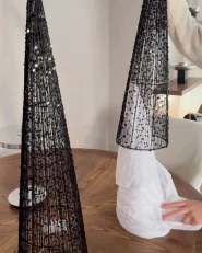Set of 3 Christmas Decorations LED VEJLESO 40/60/80 cm Christmas Tree Black_1172832