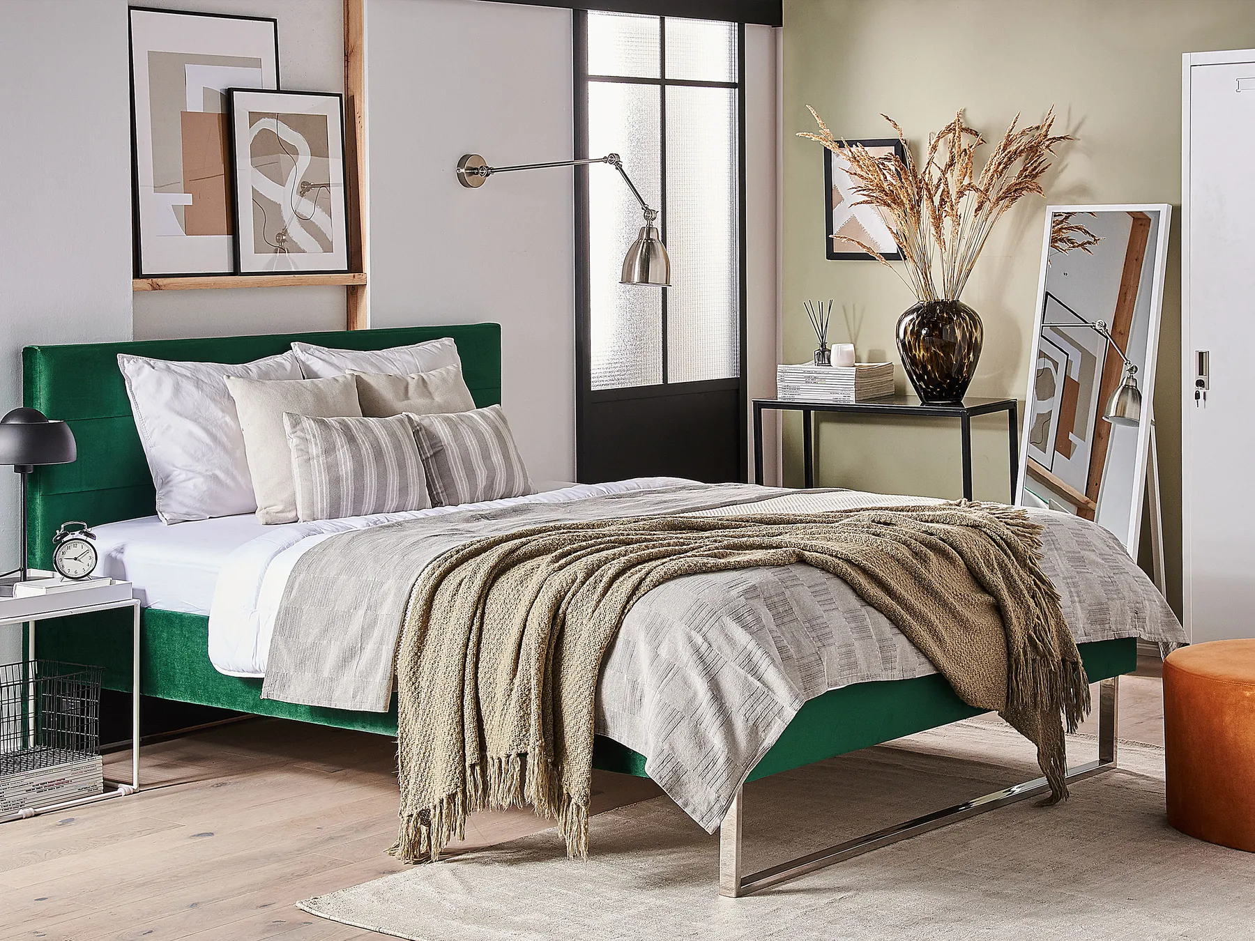 Bed Velvet BELLOU 140 x 200 cm (EU Double) Green_777598