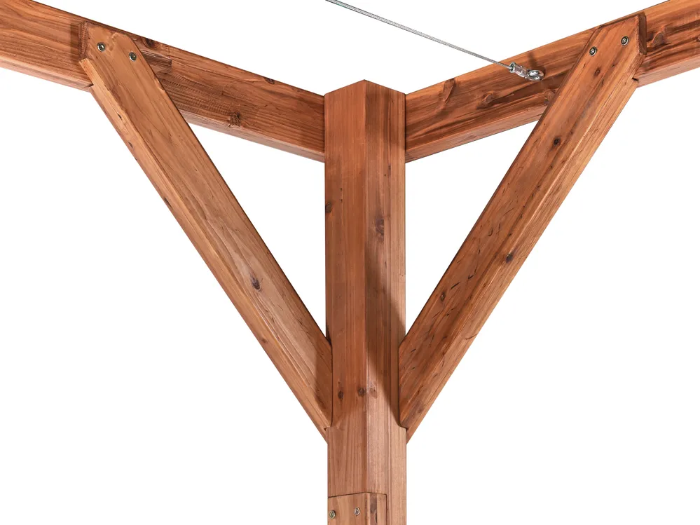 Gazebo VILLAROSA 320 cm 380 cm Fir Wood Brown/ Beige_967181