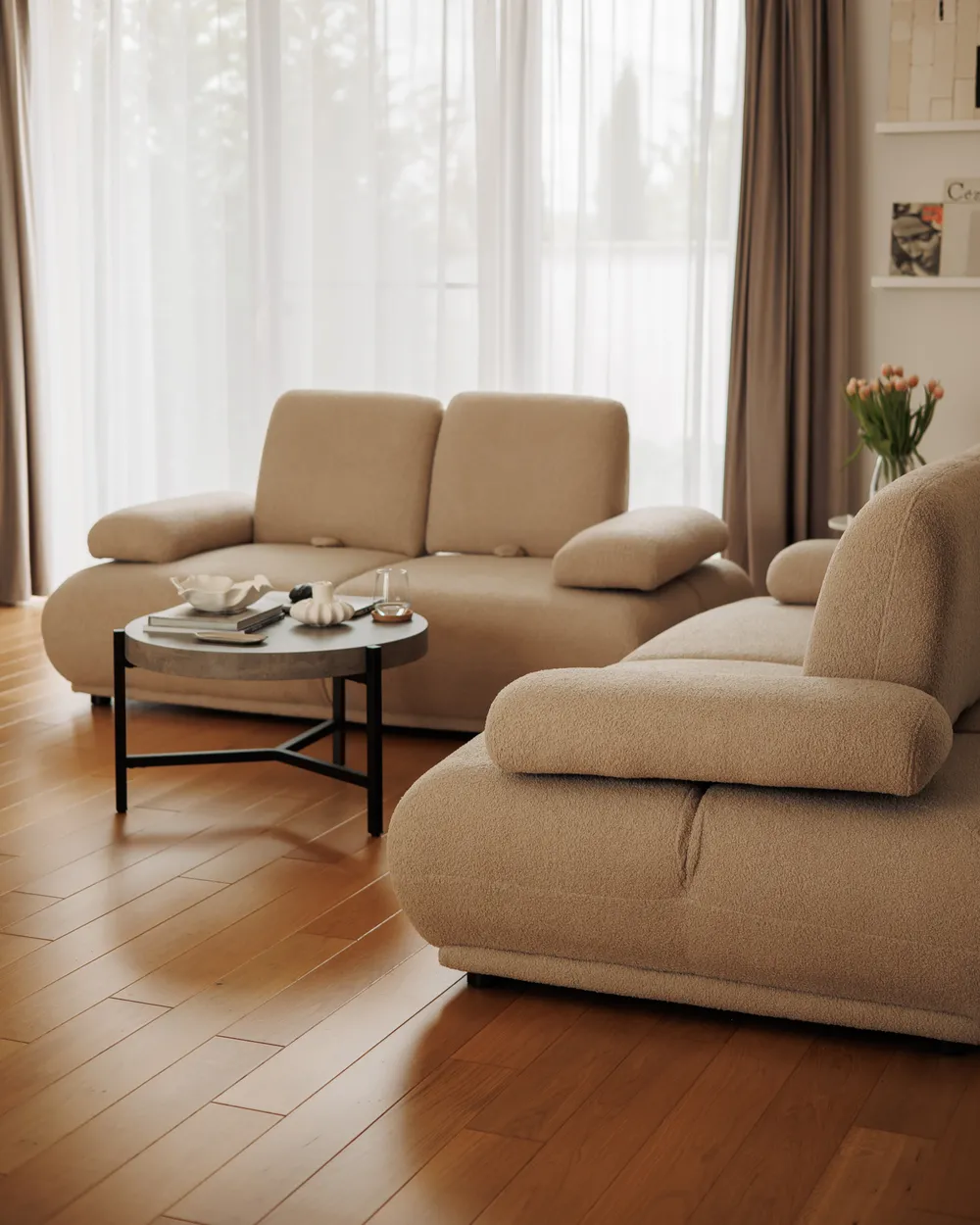 Sofa 2 Seater NACKA Boucle Beige_1074523