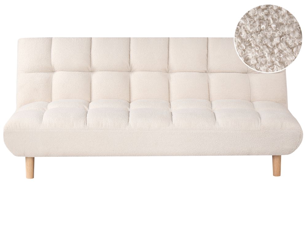 Sofa Bed 2 Seater RISOR Boucle Off-White