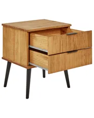 2 Drawer Bedside Table TIMMINS Pine Wood Brown_936600