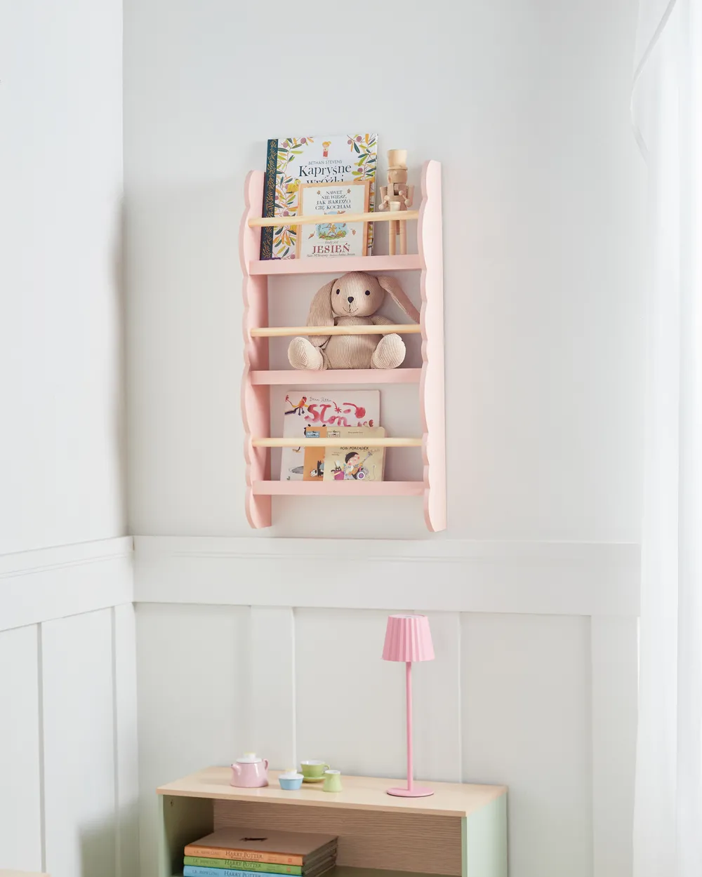 Wall Bookshelf RIGOLET 80 cm Pastel Pink