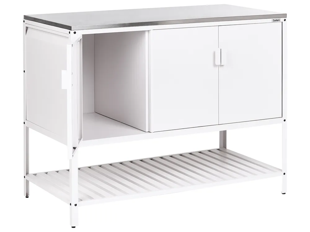 Outdoor Kitchen Cabinet MAENZA White Metal_1044982