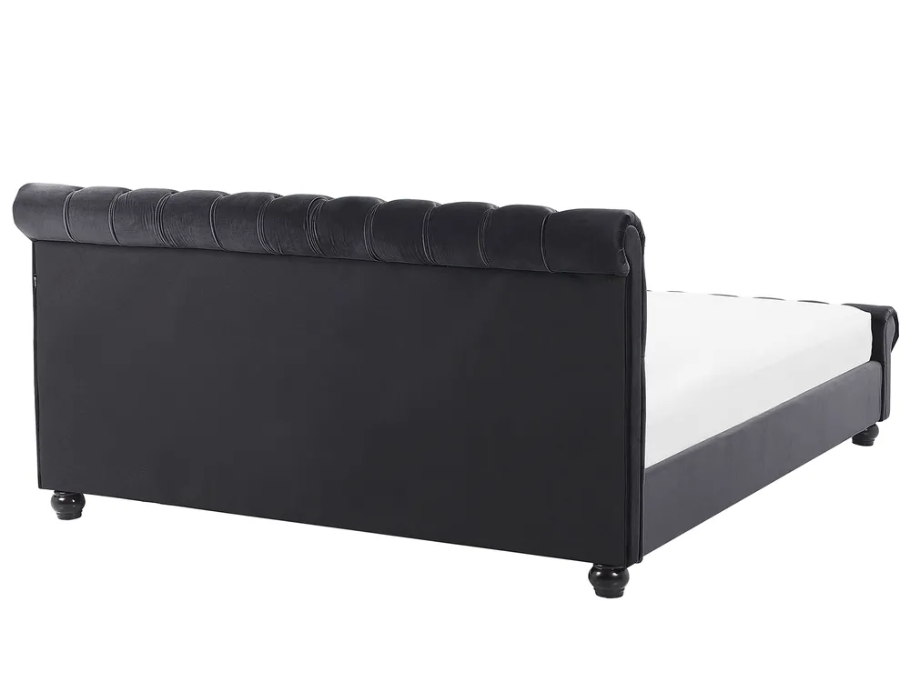 Bed Velvet AVALLON 180 x 200 cm (EU Super King) Black_810346