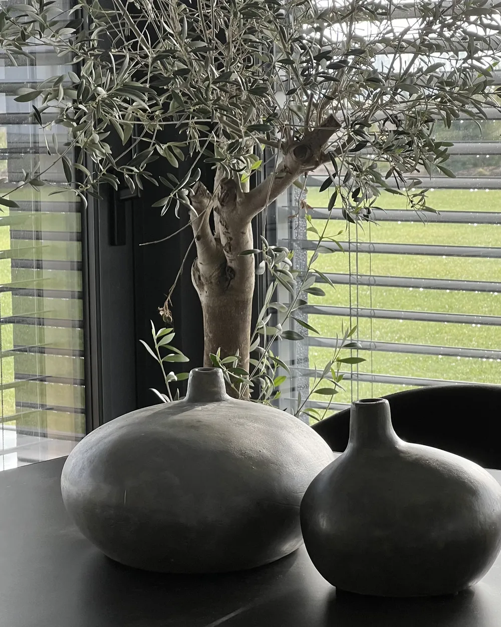 Decorative Vase KLANG 18 cm Ceramic Grey_913532