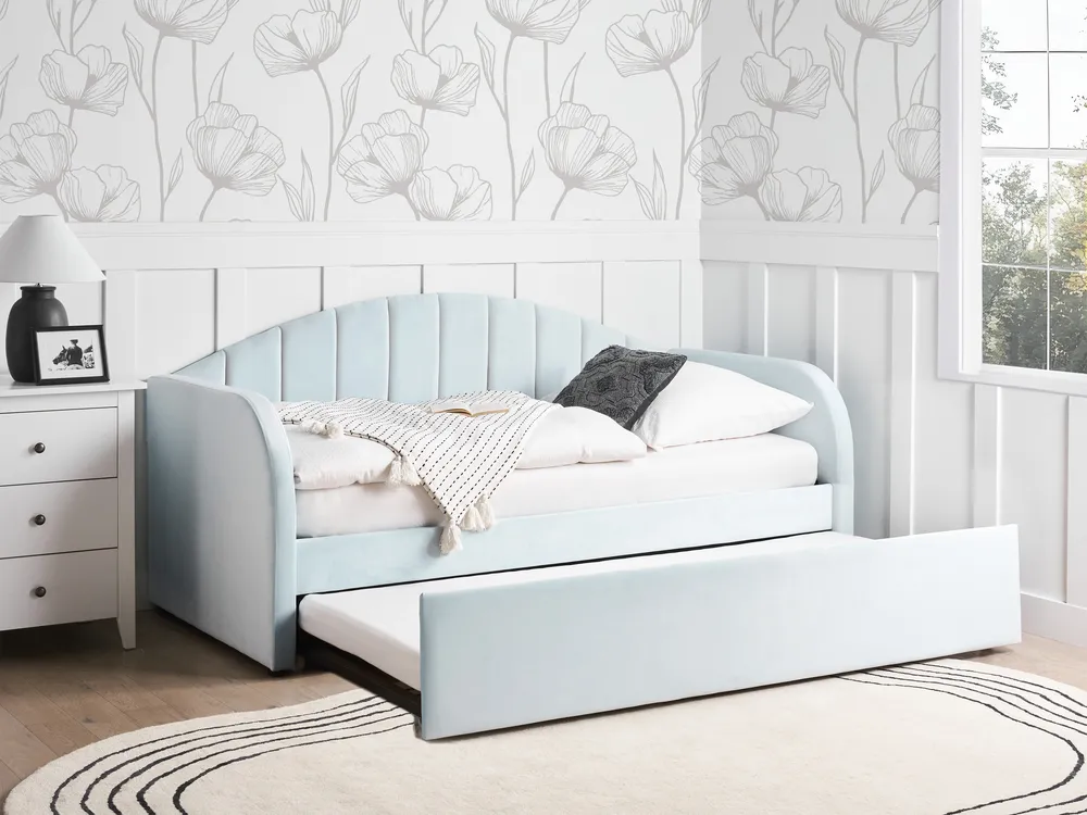 Trundle Bed Velvet EYBURIE 90 x 200 cm (EU Single) Light Blue
