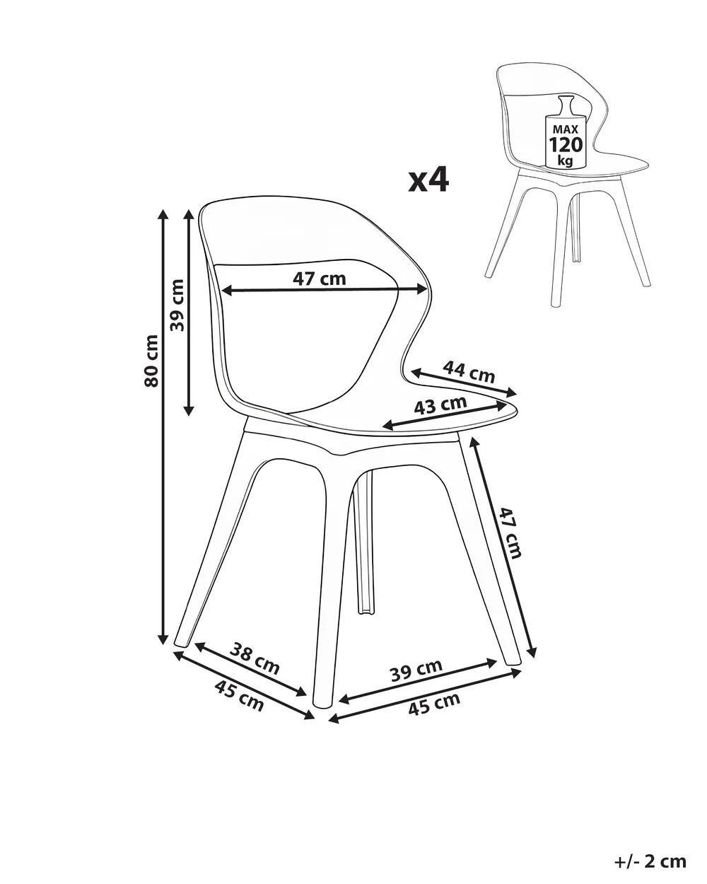 Set of 4 Garden Chairs LACHANIA Black_1020591