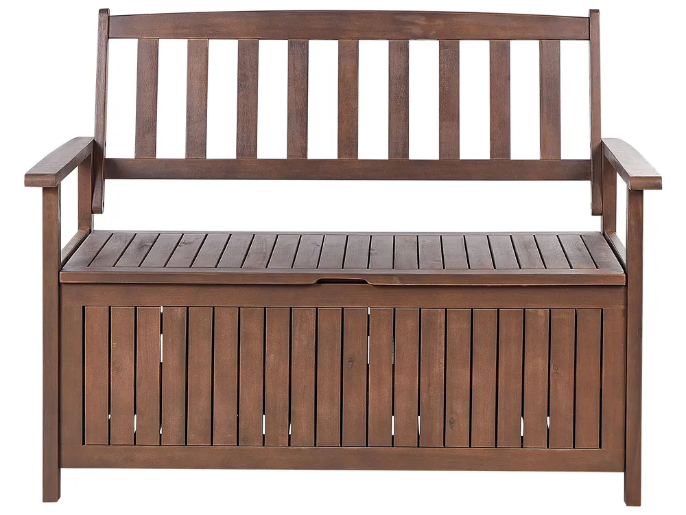Garden Bench with Cushion SOVANA 120 cm with Storage Acacia Wood Red_882955
