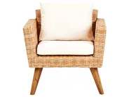 Garden Lounge Set with Table 4 Seater VITTORIA PE Rattan Off-White_930711