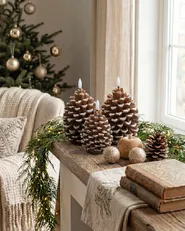 Set med 4 LED-ljus IVRESSE 15/12 cm Kotte Brun_1085183