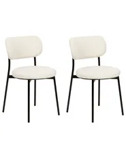 Set of 2 Dining Chairs CASEY Boucle Off-White_887359