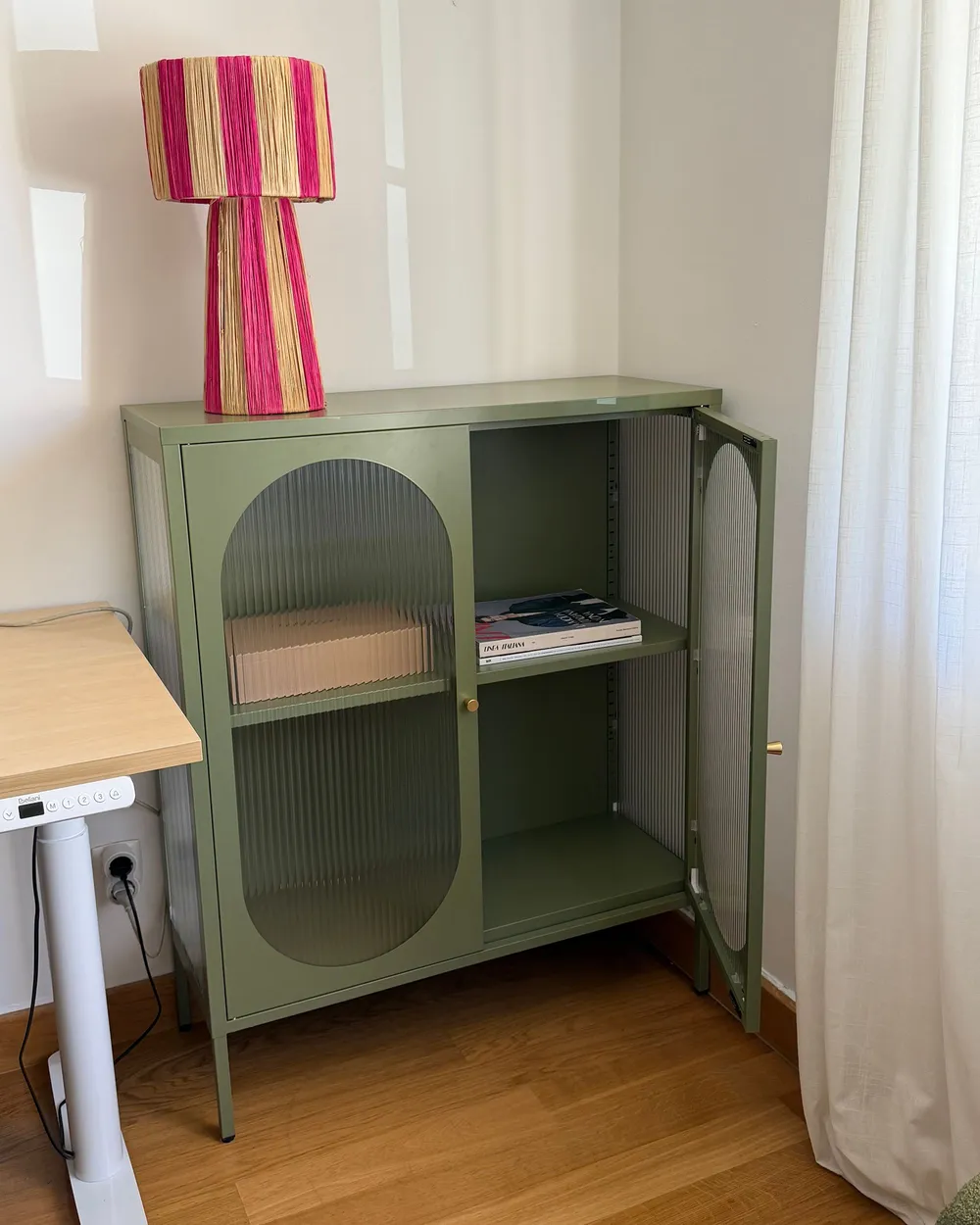 Vitriinisenkki SARRE 90 cm Metalli Vihreä_1153712