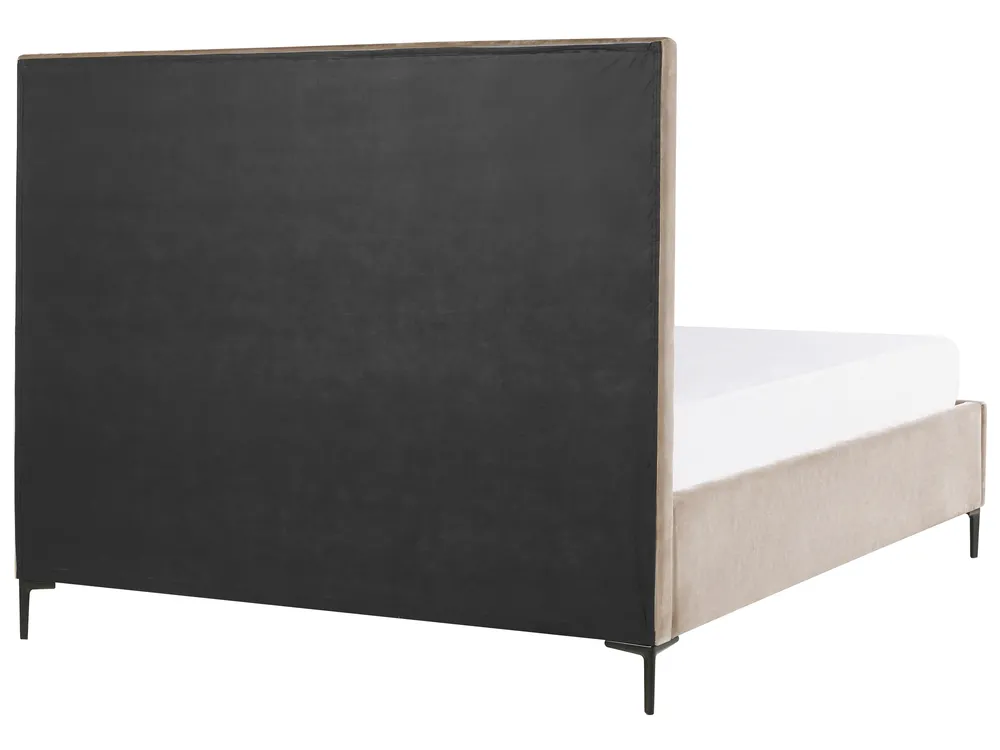 Säng med förvaring SEZANNE Sammet Taupe 160 x 200 cm_916831