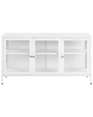 Glass Display Sideboard NEWPORT 115 cm Metal White_830341