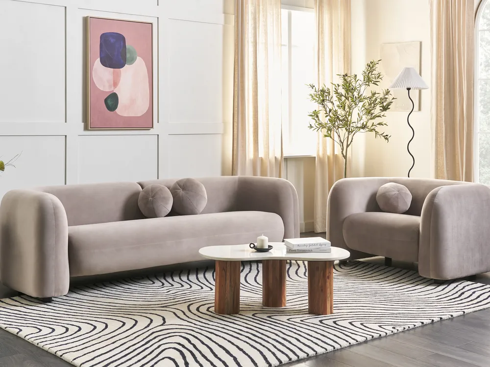 Sofa 3 Seater LEIREN Velvet Taupe