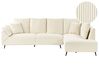 Corner Sofa 4 Seater LUNNER Corduroy Light Beige Left Hand