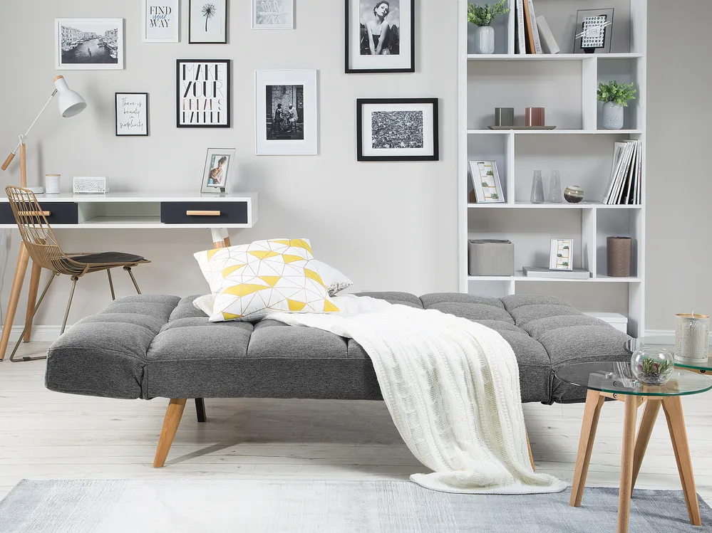 Sofa Bed 2 Seater INGARO Fabric Dark Grey_711891