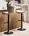 Set of 2 Bar Chairs VALETTA Swivel Faux Leather Light Beige
