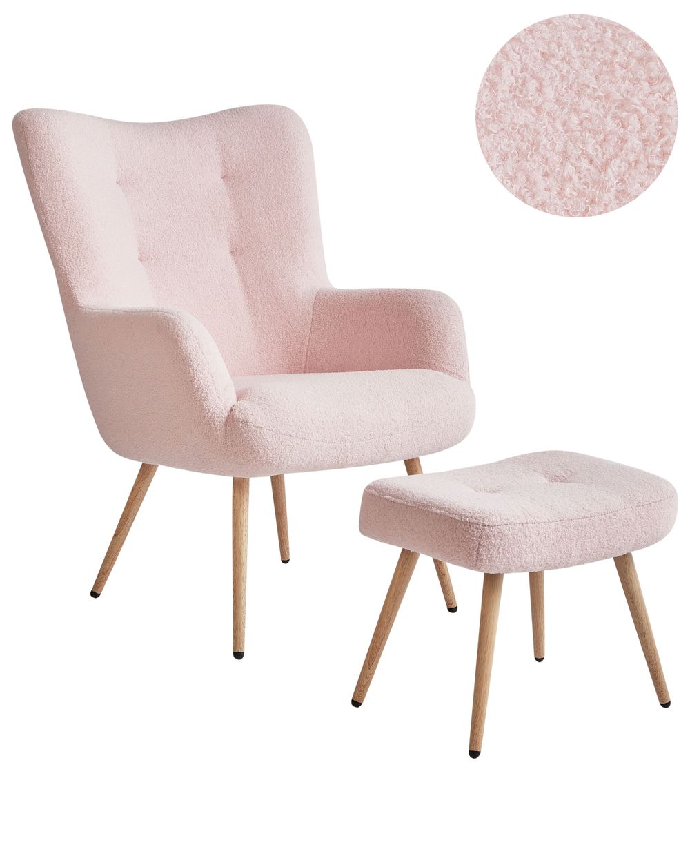 Wingback-tuoli VEJLE rahilla Buklee Pastellipinkki