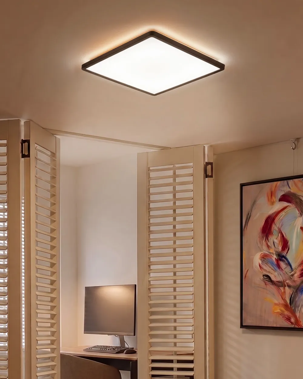 LED Ceiling Lamp TIVORA with Remote with Dimmer Black