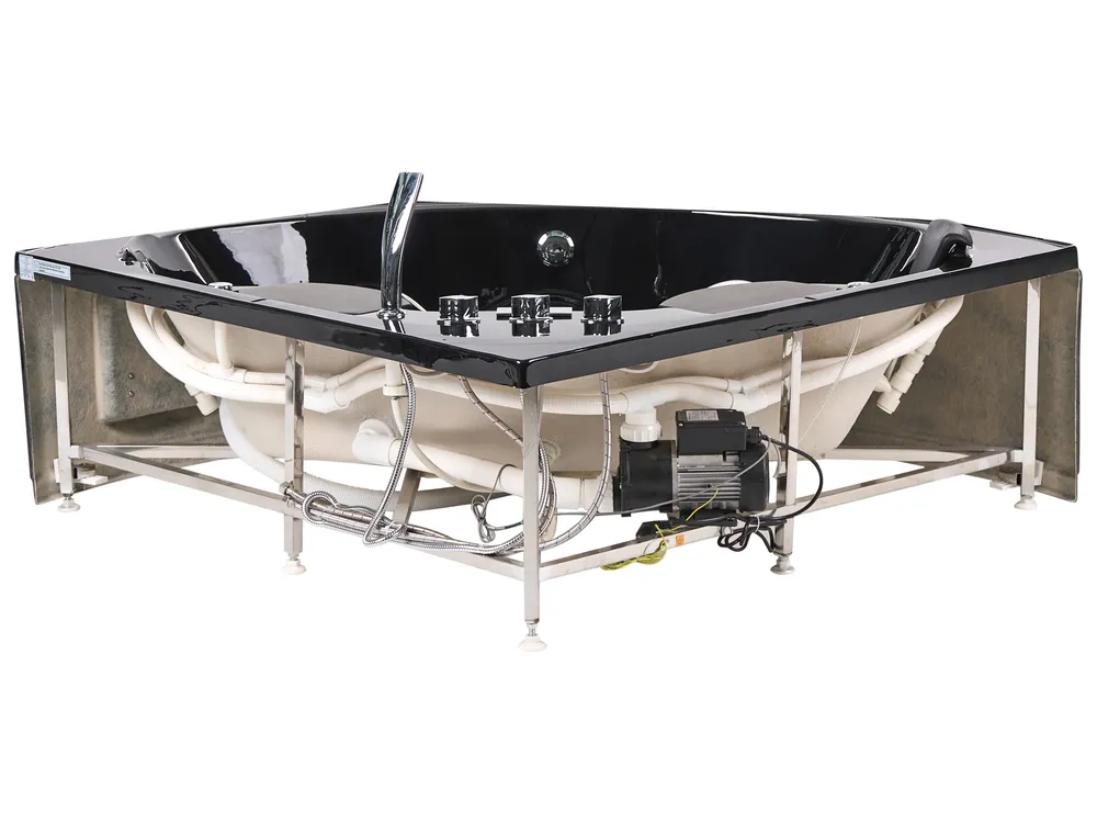 Corner Hot Tub with LED CUYABENO 2110 x 1500 mm Black_1033702