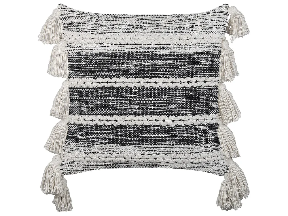 Set of 2 Decorative Cushions ROCHEA 45 x 45 cm Cotton Black Striped_839947