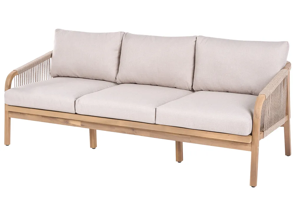 Garden Lounge Set with Table and Ottoman 5 Seater SUMBA Acacia Wood Light Brown_1087338
