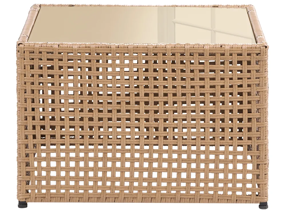 Garden Coffee Table OMEGANA 66 cm 66 cm PE Rattan Beige_1040434