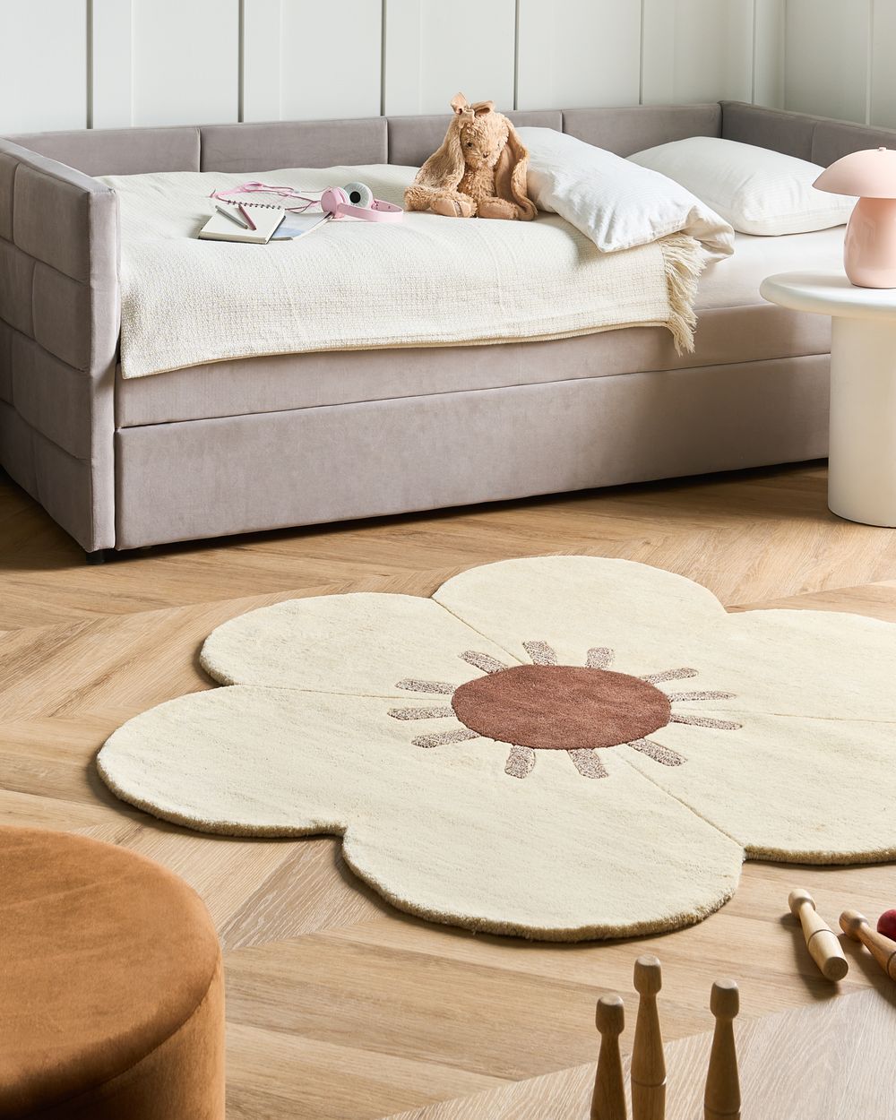 Teppe MANALI Beige ø 140 cm Ull