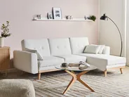 Corner Sofa Bed 3 Seater KAARINA II Fabric White Left Hand_981787