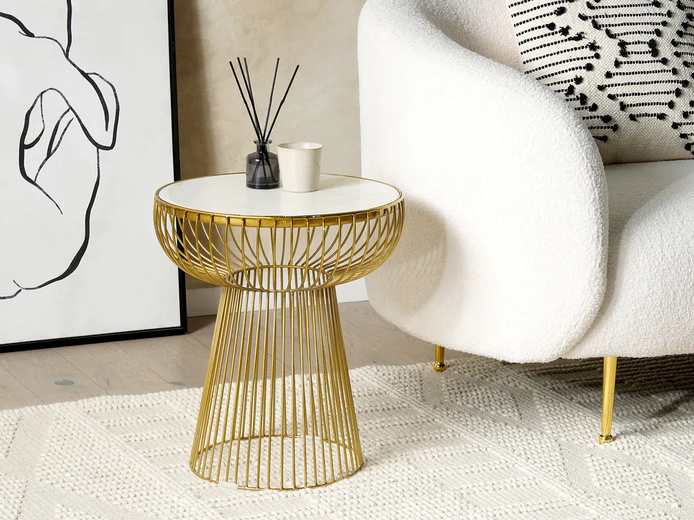 Side Table CHEYNES Marble Gold