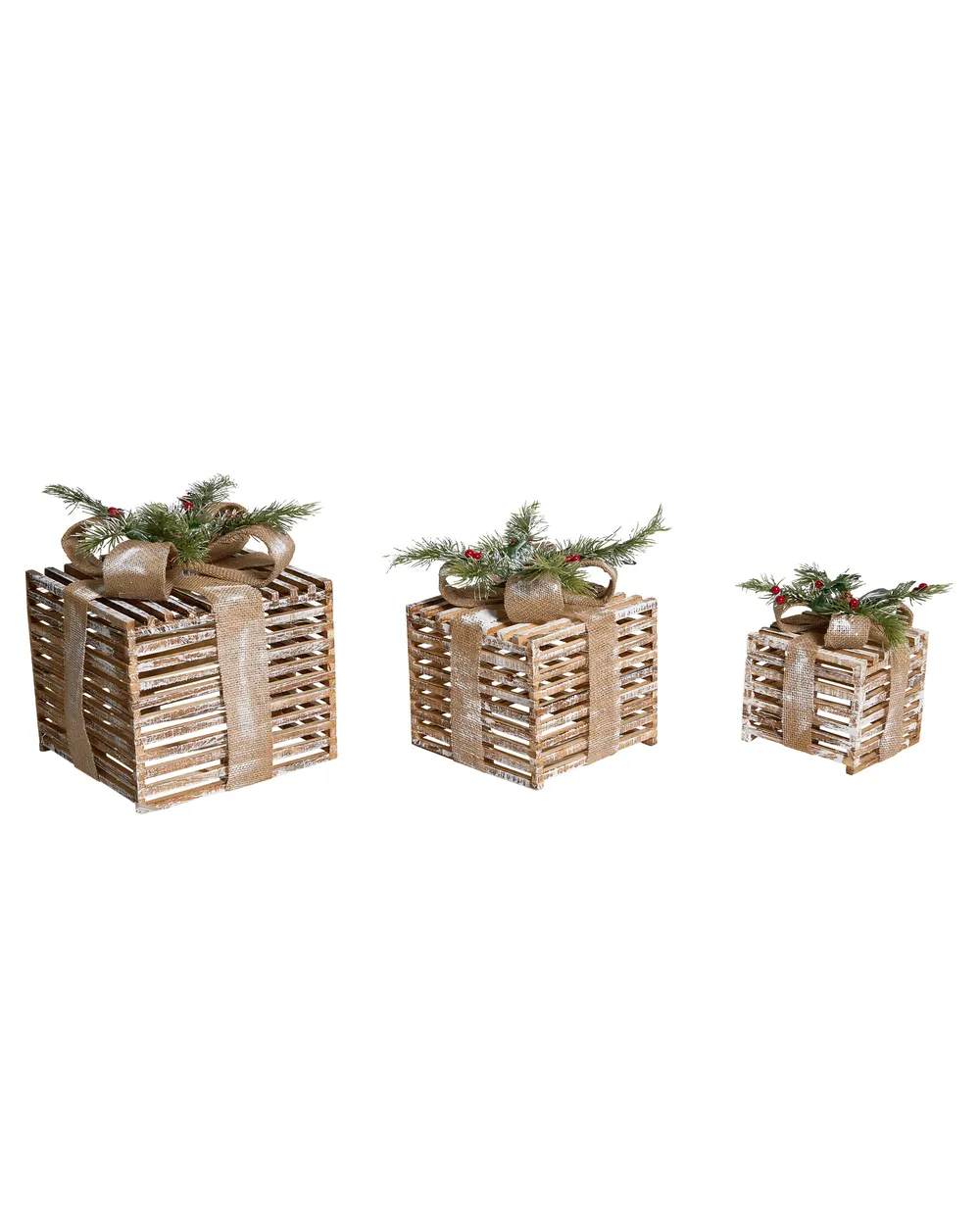 Joulukoristesetti 3 kpl LED-valo ROINE 15/20/25 cm Joululahja Ruskea
