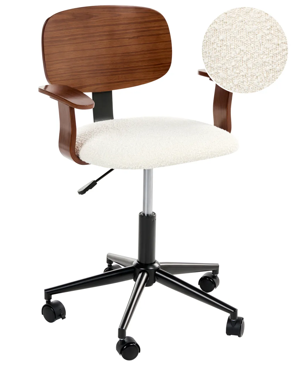 Desk Chair GUNNISON Boucle Off-White