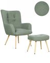 Wingback Chair VEJLE with Footstool Boucle Light Green
