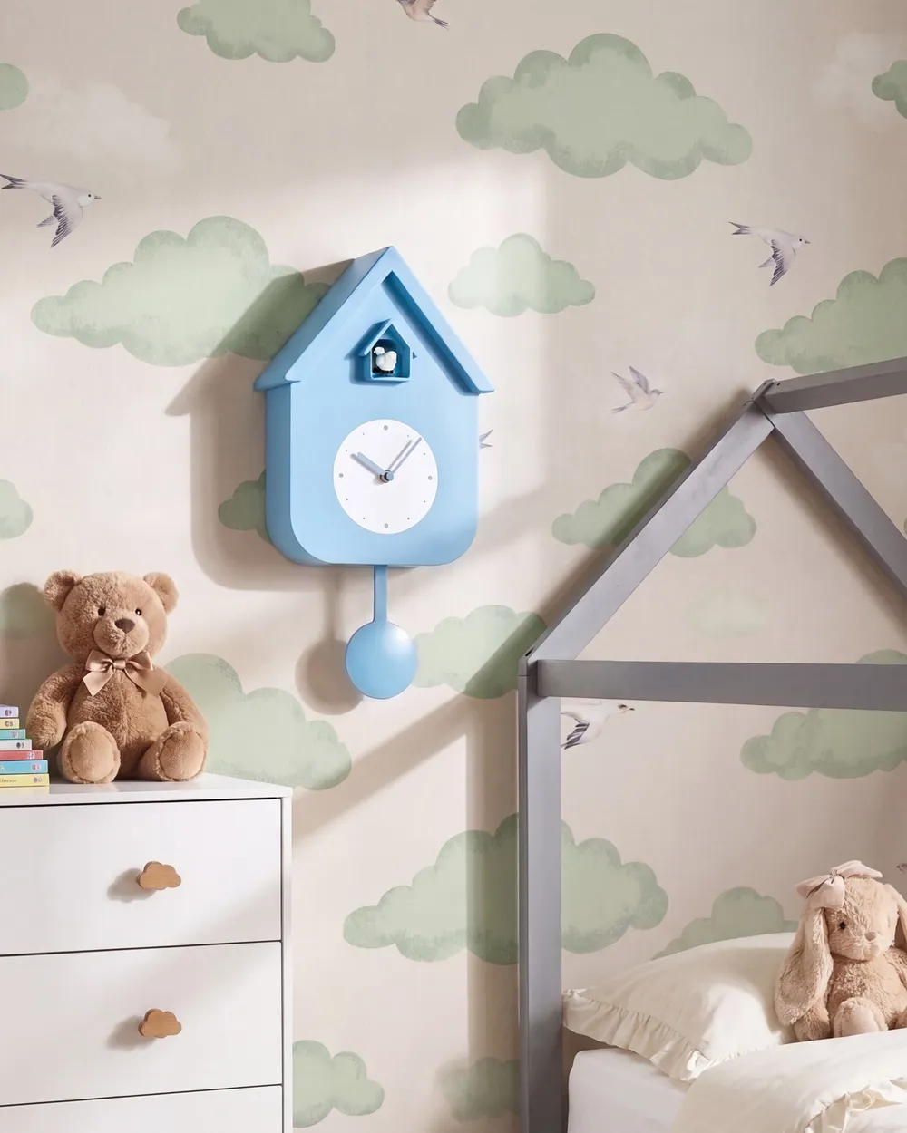Pendulum clock BONNEVAL 24 cm with Cuckoo Blue