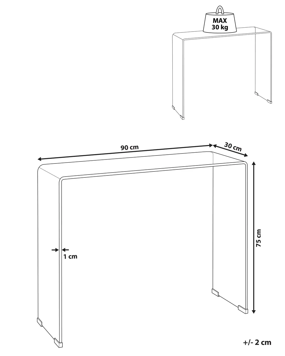 Konsolbord KENDALL Härdat glas Svart_953559