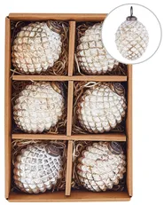 Set med 6 julgranskulor LAITON Glas Off-White_899335