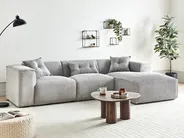 Corner Sofa 3 Seater DOLVA Corduroy Light Grey Left Hand_946075
