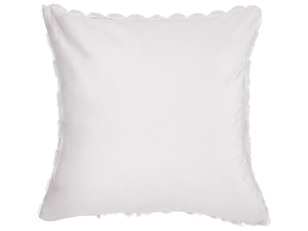 Set of 2 Decorative Cushions PURSLANE 43 x 43 cm Faux Fur White Geometric Pattern_856323