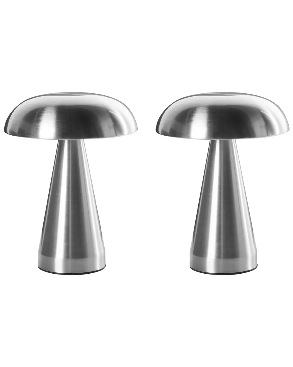 Set of 2 Wireless LED Table Lamp KULFO with Dimmer Metal Silver