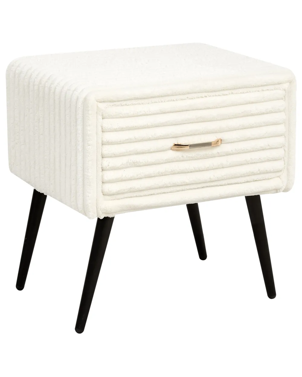 1 Drawer Bedside Table FLAYAT Corduroy Off-White_968051